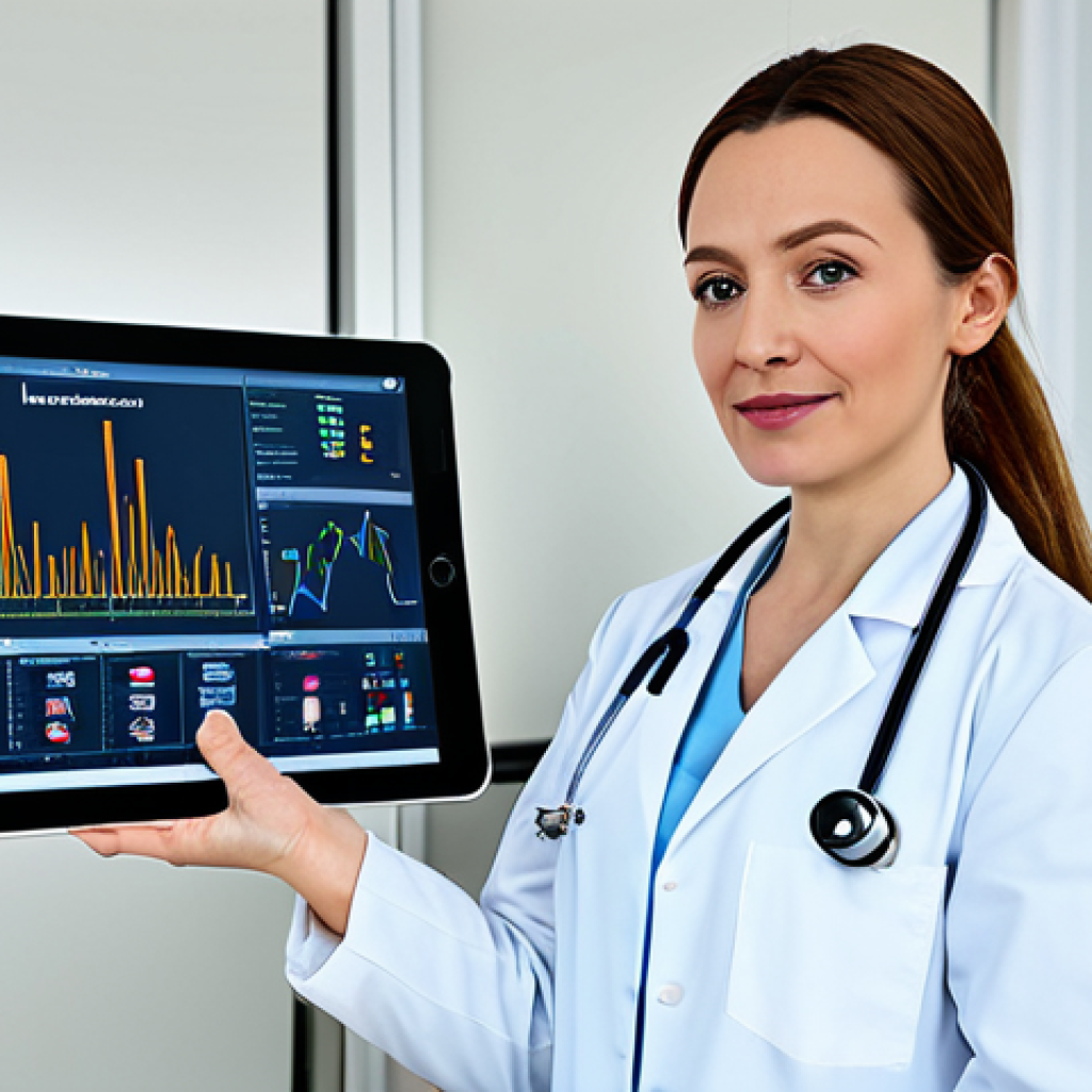 **

"A professional female doctor in a fully clothed, modest lab coat, standing in a clean and modern hospital laboratory. She is holding a tablet displaying medical data. Safe for work, appropriate content, perfect anatomy, correct proportions, natural pose, well-formed hands, proper finger count, natural body proportions, professional medical photography, high quality."

**