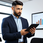 **

A confident marketing professional in a modern office setting, wearing a tailored, modest business suit and holding a tablet displaying data analytics. The background shows a diverse team collaborating. Focus on professionalism and data-driven decision making. "Safe for work," "appropriate content," "fully clothed," "professional attire," "perfect anatomy," "correct proportions," "natural pose," "high quality."

**