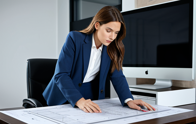 소비자 행동 데이터를 활용한 혁신적 디지털 서비스 사례 연구와 분석 - **
A professional female architect in a modern office, fully clothed in a modest business suit, rev...