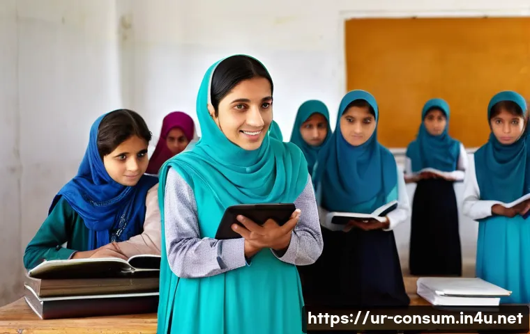 소비자전문기술사와 ESG 경영 - **Prompt 1: Empowering Rural Education through Technology in Pakistan**
"A vibrant, medium shot ...