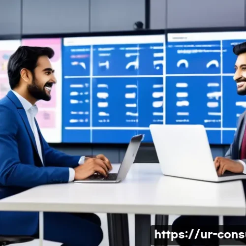 소비자 불만 관리 트렌드 분석 - A modern customer service center in Pakistan featuring a diverse team of professional agents using m...