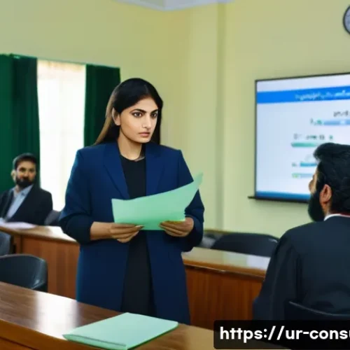 소비자 보호와 관련된 법적 대응과 연구 사례 - A modern courtroom scene in Pakistan showing a confident female lawyer presenting a consumer protect...
