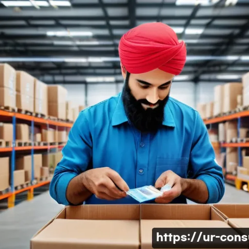 소비자중심 경영 사례와 관련된 주요 성공 요인 분석 - A modern e-commerce warehouse scene in Pakistan during daytime, showing diverse workers (men and wom...