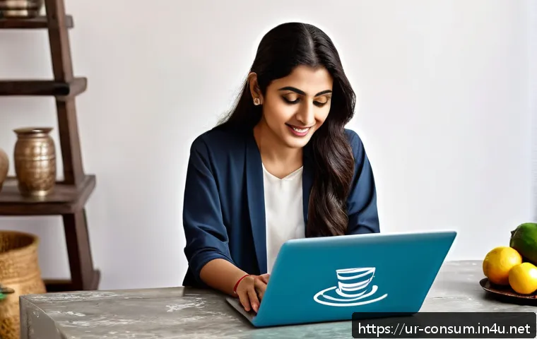 소비자 보호법 관련 최신 동향 분석 - A modern online shopping scene in a cozy home setting featuring a South Asian adult woman using a la...
